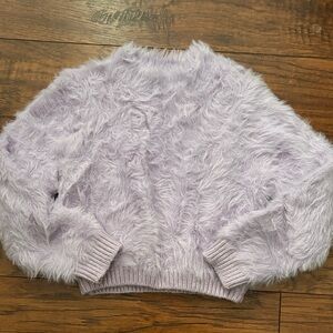 Zara Vibrant Lavender Fuzzy girl’s Sweater sz 8/9